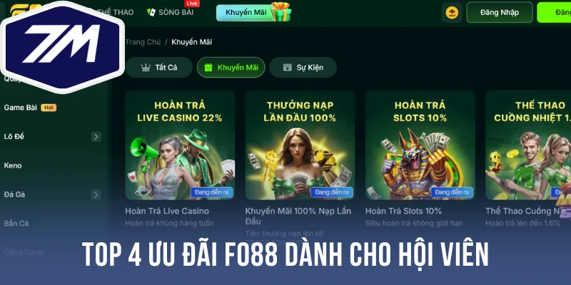 Top 4 ưu đãi Fo88 dành cho hội viên