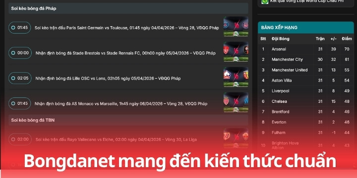 Vài nét cơ bản về trang web bongdanet